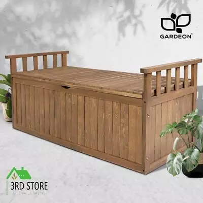 Gardeon Outdoor Storage Box Wooden Garden Bench 128.5cm Chest Tool Toy Sheds XL • $180.50