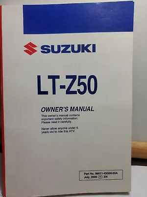  SUZUKI ATV LT-Z50 P/N 99011-43G50-03A OWNERS MANUAL(child ATV) • £14.48