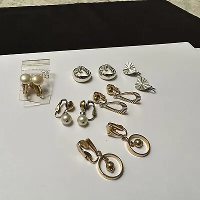 Lot Of 6 Small Clip On Earrings Mixed Variety 1 Signed Marvella • $13.99