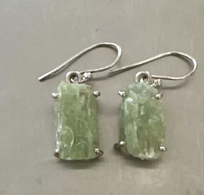 Natural Green Moldavite Sterling Silver 925 Earrings • $72