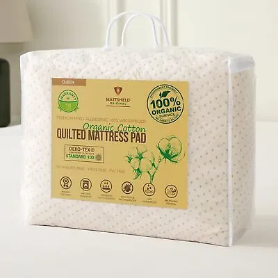 Luxury Quilted Organic Mattress Pad Protector Queen Size - Certified Organic ... • £114.29