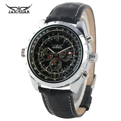 £14.38 • Buy JARAGAR Men's Automatic Mechanical Wristwatch Army Leather Multifunction Watch