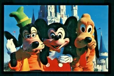 Postcard Disney World Goofy Mickey Mouse And Pluto Greet Magic Kingdom Guests. T • $3.99
