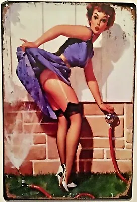 TIN SIGN 8x12 Sexy Girl Woman Stockings Panties Dress Heels Hose Sprinkler Br8c • $9.99