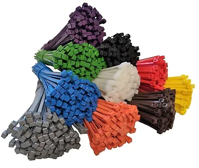 250 Mixed Assorted Cable Ties Nylon Zip Tie Wraps - Various Sizes & Colours • £10.49