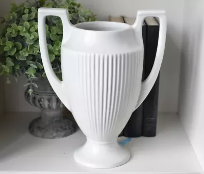 Vintage White Dartmouth Pottery Vase Double Handled England (O) • £22