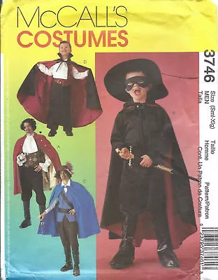 McCall's 3746  Halloween Costume Pattern ZORO MUSKETEER VAMPIRE Adult Men Sm-XL • $4.99