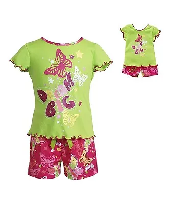 Girl 12 And Doll Matching Pink Dream Butterfly Pajama Outfit Fit American Girls • $19.99