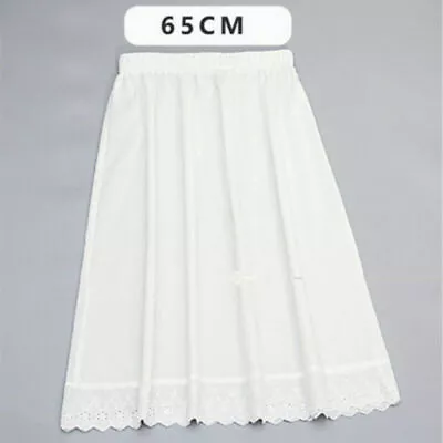 Lady Cotton Hollow Lace Splice Petticoat Skirt Half Slips Underskirt Breathable • £13.73