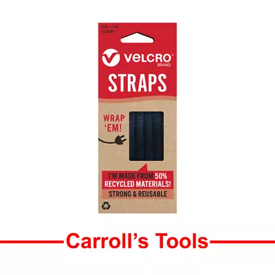 VELCRO Brand ECO Straps 9.5mm X 12.7cm Black Ties - 6 Pack • $6.98
