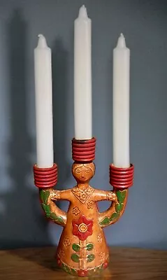 Vintage Mexican Style Lady Figurine Candelabra Hand Painted Decor-1972 • $40