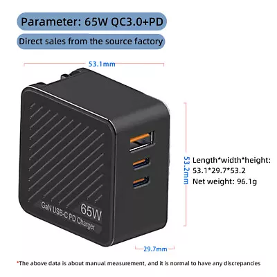 65W Fast Charging Triple Ports USB-C Mini Square PD Wall Charger Universal • $13.29
