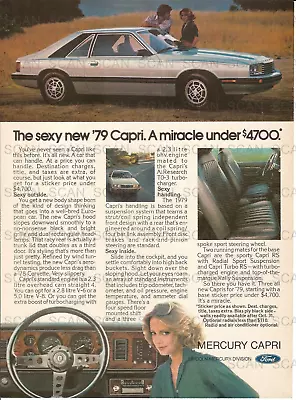 1978 Mercury Vintage Magazine Ad  For 1979 Mercury Capri • $7.99