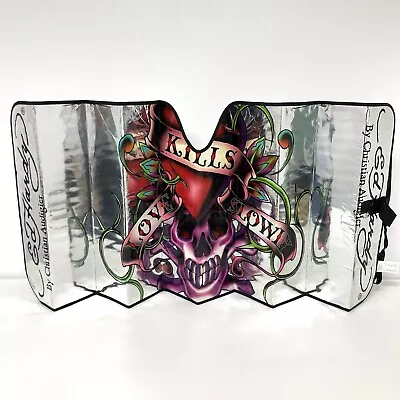 Auto Expressions Ed Hardy Skull Tattoo Car Sun Shade Screen Windscreen Folding . • $37.29