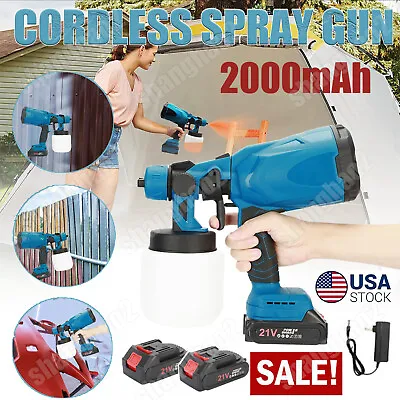 High Pressure Cordless Paint Sprayer Electric Airless HVLP Spray Gun W/2 Battery • $40.99