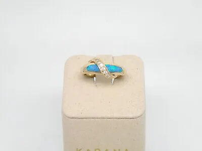 Authentic Kabana 14k Yellow Gold Ring  Premium Opal Diamonds Size 7  • $1398