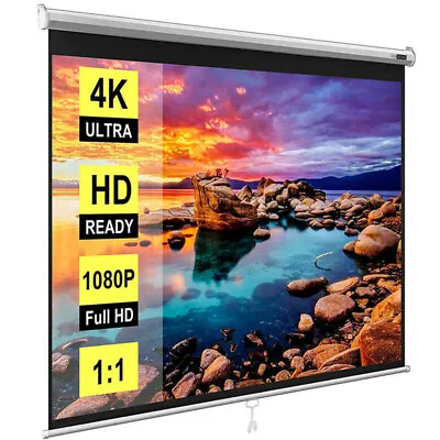 120  1:1 Projection Screen Manual Pull Down Matte White Home HD Movie Theater • $59.99