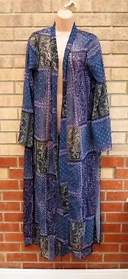 £19.99 • Buy Boohoo Purple Paisley Bohemian Flared Sleeeve Long Maxi Kimono Coat 10 S