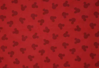 Mickey Mouse Head Shadow On Red Cotton Quilting Apparel Fabric BTY T6/40 • $9.99