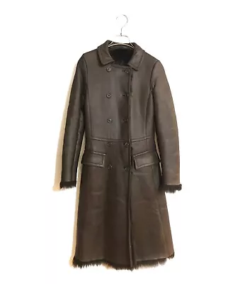 Prada Mutton Trench Coat Brown Italian Fur L.N.02106 Women's Size 38 • $755