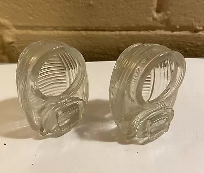 Vintage Crystal Clear Glass Bird Cage Feeder Water Cups (Pair) Made In USA • $11.95
