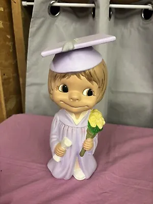 Vintage Atlantic Mold 10.5  Ceramic Figurine GIRL GRADUATION CAP & GOWN • $9.95