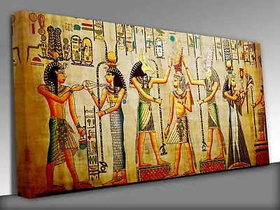 Old Papyrus Style Egyptian Art  Panoramic Canvas Wall Art Picture Print • £29.99