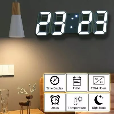 3D LED Digital Clock Table Wall Electronic Alarm Display Dimmer Modern Clocks UK • £8.99