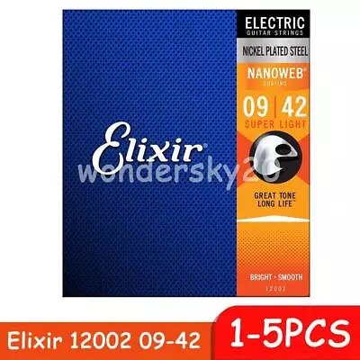 Elixir 12002 Electric Guitar Strings Set Nanoweb Super Light 9-42 Nickel Steel • $14.78