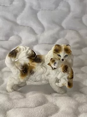 Miniature Porcelain Persian Cat With Kitten Figure • $6.95