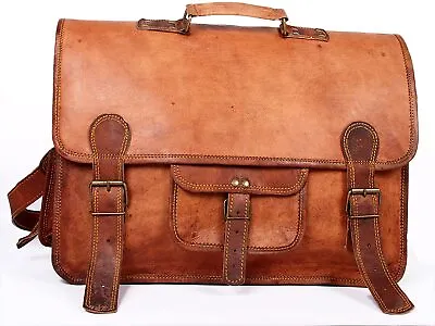 Leather Handmade Briefcase Messenger Laptop Computer Office Satchel Brown Bag4 • $101.56