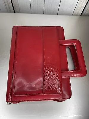 Vintage FRANKLIN COVEY RED Classic Zip Handles Planner Binder Faux Leather • $27.54