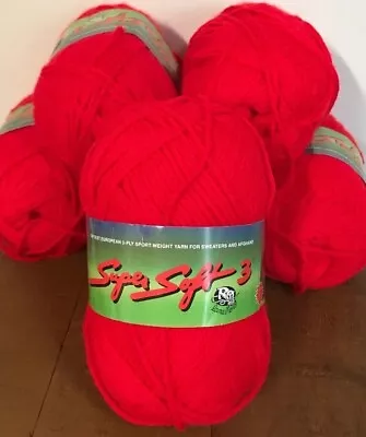 Lana Moro Super Soft Sport 3 Yarn Lot 6 Skeins Red Acrylic  3 Ply • $11.99