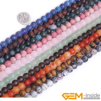 Natural Matte Frosted Gems Round Loose Unpolished Stone Jewelry Making Beads 15  • $1.96