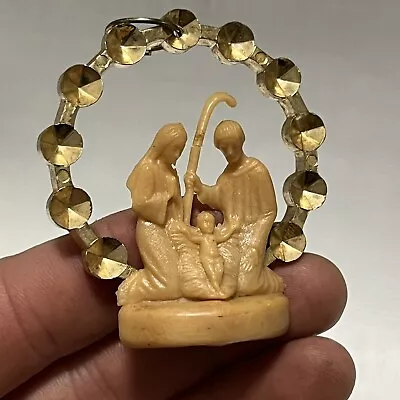 Vtg Italian Nativity Ornament Mary Jesus Joseph Plastic Material Home Kong Made • $9.99