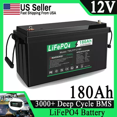  180Ah 12V LiFePO4 Lithium Battery 3000+ Deep Cycle BMS For RV Solar Marine Boat • $249