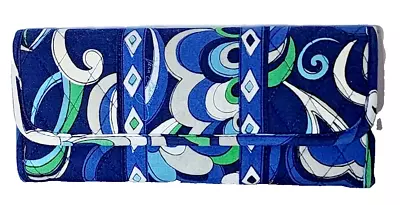 VERA BRADLEY Blue Mediterranean Sleek Wallet Trifold Clutch 4x9 No Strap • $15