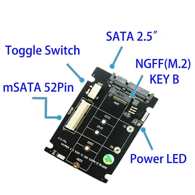 Mini PCI-E B M-KEY M.2 NGFF & 2.5  MSATA SSD To SATA III 3.0 Converter Adapter • $12.27