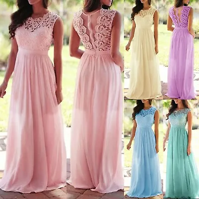 $59.89 • Buy Women Soft Formal Evening Party Maxi Dress Wedding Bridesmaid Dresses Plus Size