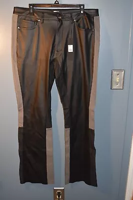 Nova MEN Contrast Panel Faux Leather Flare Pants Size 34x33 New With Tags • $30