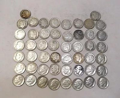 1959 US Dimes 90% Silver Roll Of 50 • $110.40