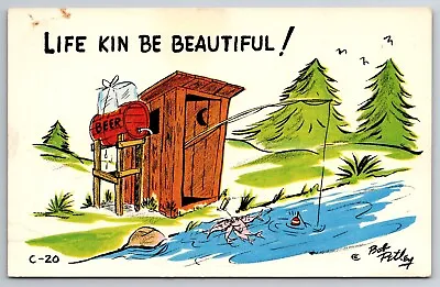 Vintage Postcard Humor Funny Cartoon Out House Fishing Beeer Petley -2509 • $1.51