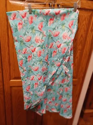 Flamingo Tablecloth 60 Inch Round/blue Green/pink Flamingos/tamatha Webb • $15