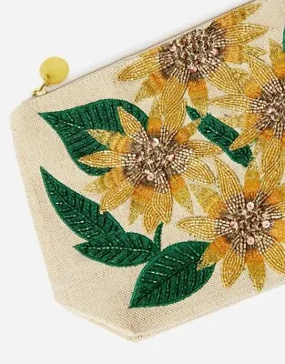 £14.99 • Buy New With Tags Accessorize Beaded Sunflower Wash Bag Makeup Bag
