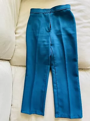 Vintage Bending Easy Mervyn’s 70s High Waist Blue Teal Pants Women's 8 Trousers • $24.95