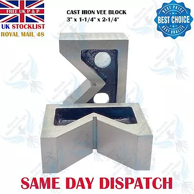 Cast Iron VEE BLOCKS Set Of 2 Pcs 75mm 3  Inch Precision V Block HAWK • £37.20