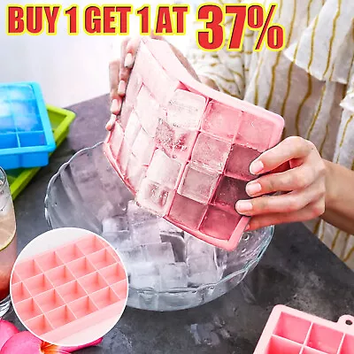 24 Silicone Ice Cube Tray Square Chocolate Ice Freezer Maker Mould Jelly Mold • £2.76