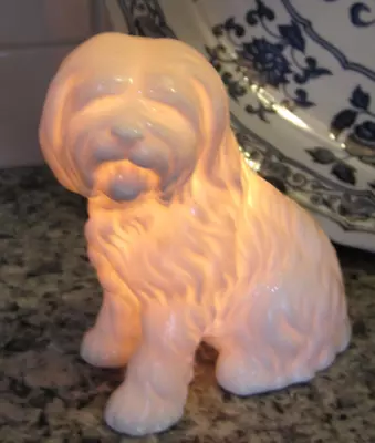 Vintage I W Rice & Co. White Shaggy Dog Sheepdog Night Light Lamp Japan Made • $34.50