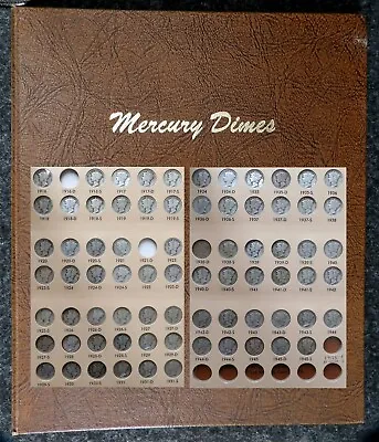 1916 1945 Nearly COMPLETE Silver Mercury Dime Set Dansco Album 75 Of 77 PDS • $395
