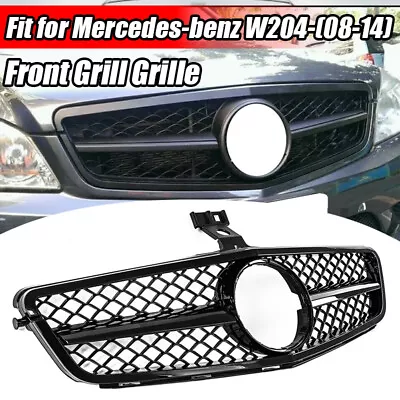 For Mercedes C-class C204 W204 S204 Gloss Black Front Radiator Grille Amg Style • £48.55